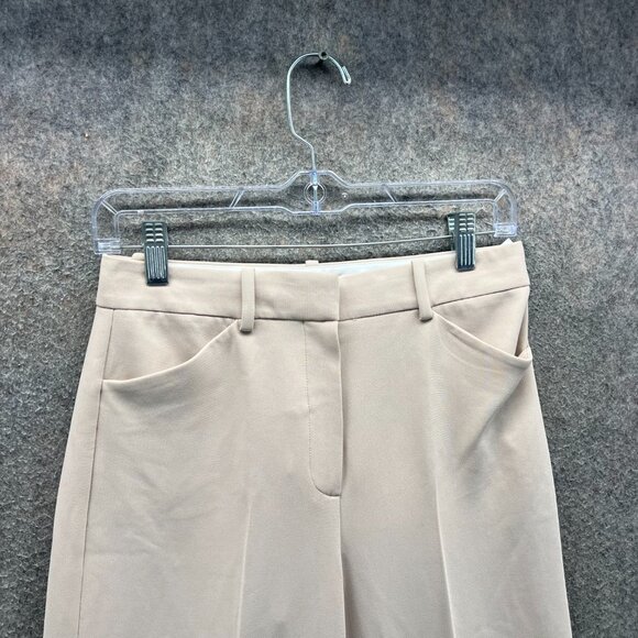 Theory Dress Pants Women 0 Wheat Beige Wide Leg High Rise Modern Crepe 2 Pleated - Picture 9 of 11